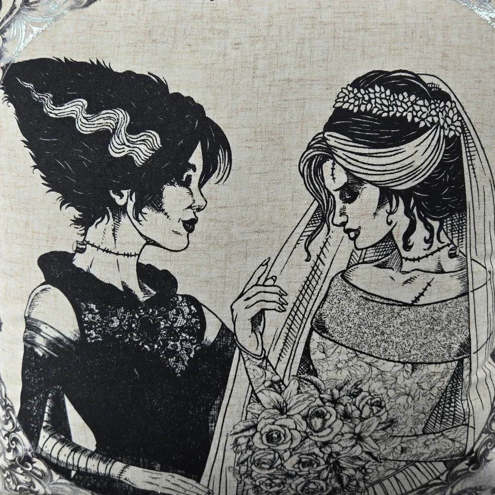 Isaac Mizrahi New 18x18 Decorative Pillow Gothic Bride Horror Art Goth LGBTQ+